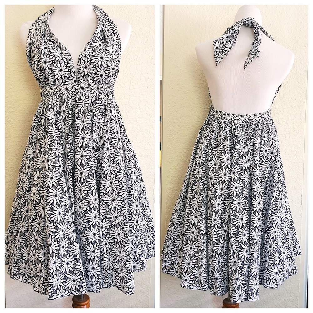 Black and White Floral Dress by Jean Paul Gaultier